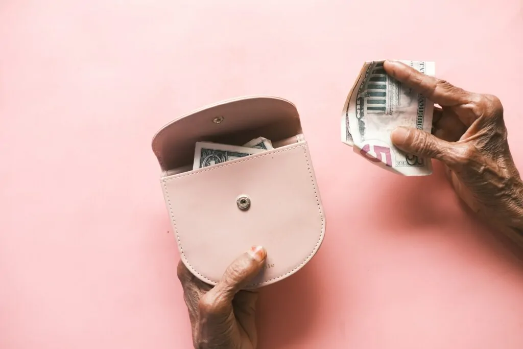 ISAs 2 brown leather hand bag on pink table