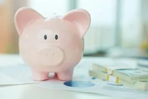 Blog 7 A pink piggy bank sat on a table next to some cash